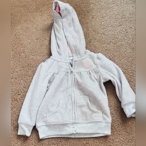 Carter's Light Gray Hoodie with Pink Heart